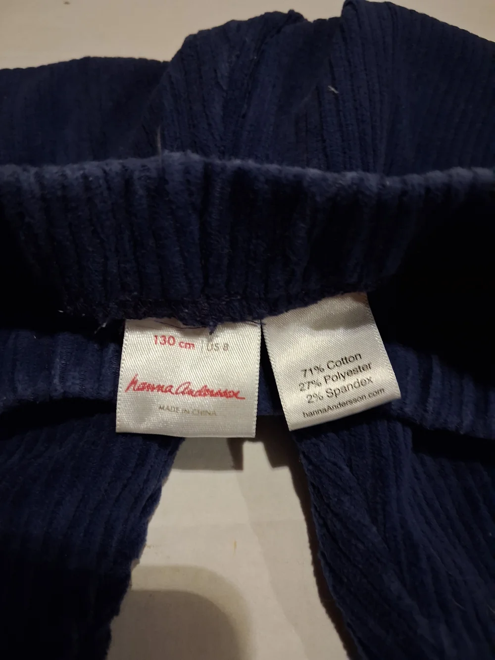 Hanna Andersson Girls Navy Blue Corduroy Leggings 130cm
